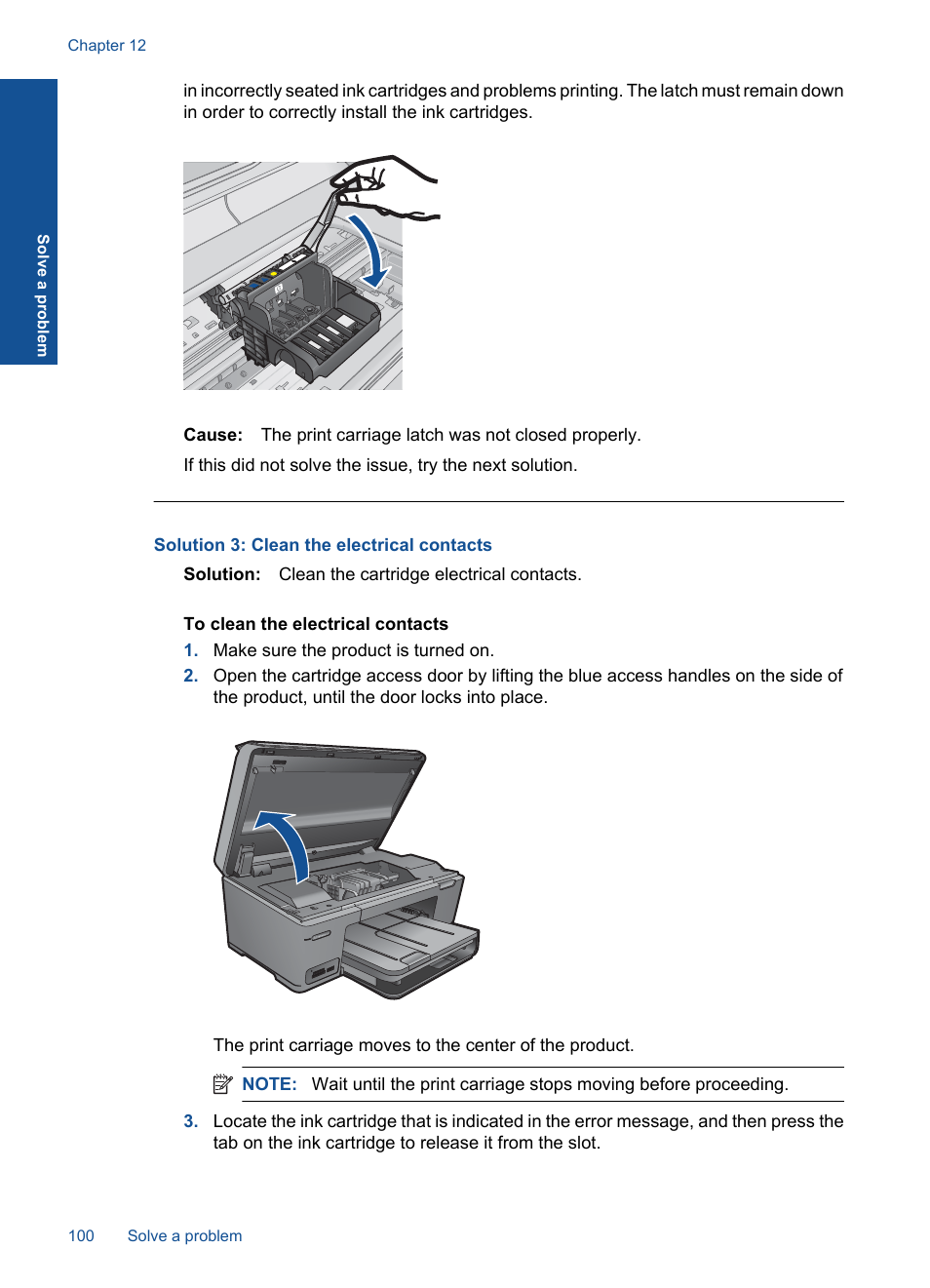 Solution 3: clean the electrical contacts | HP PHOTOSMART PLUS B209 User Manual | Page 103 / 135