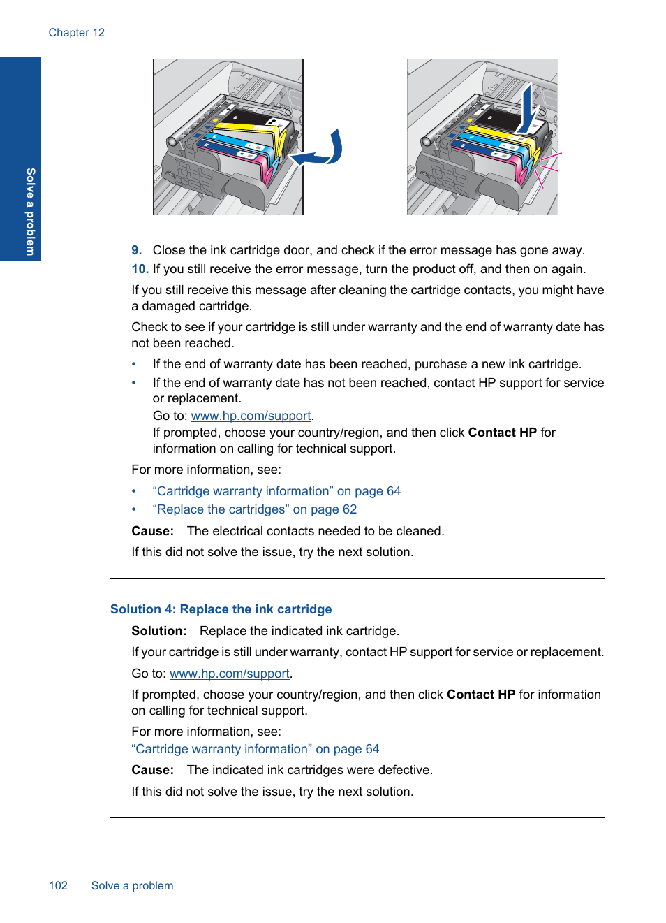 Solution 4: replace the ink cartridge | HP PHOTOSMART PLUS B209 User Manual | Page 105 / 135