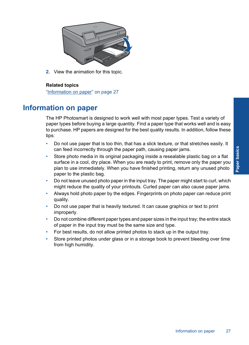 Information on paper | HP PHOTOSMART PLUS B209 User Manual | Page 30 / 135