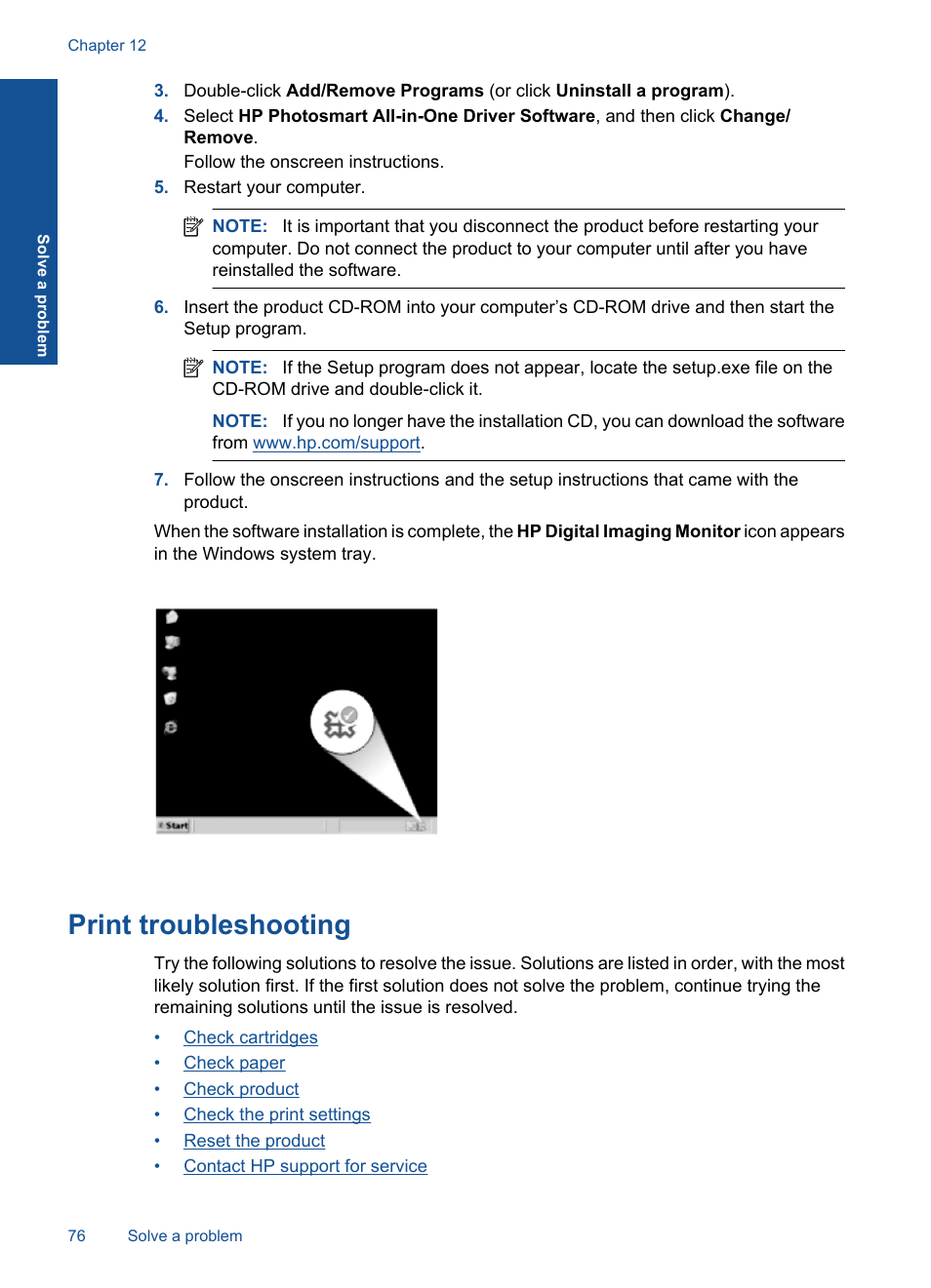 Print troubleshooting | HP PHOTOSMART PLUS B209 User Manual | Page 79 / 135