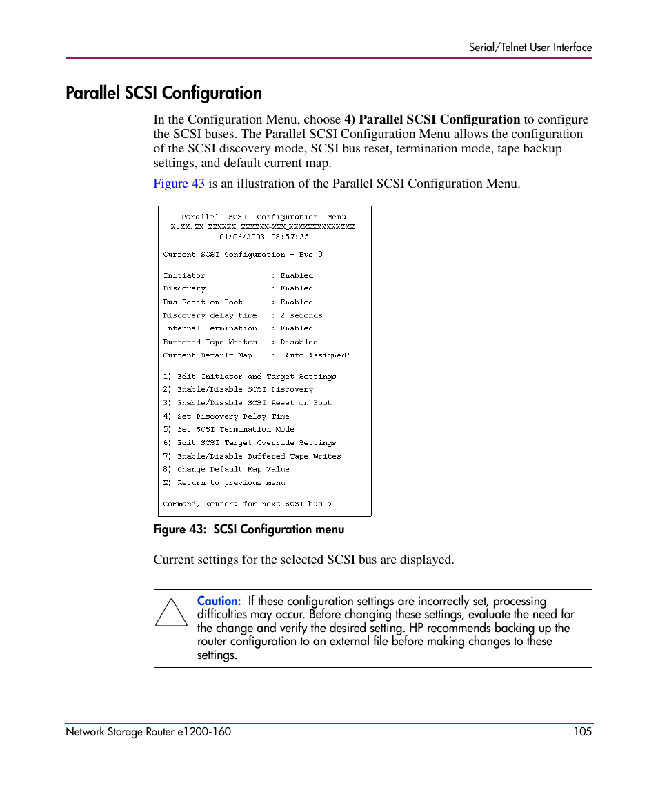 Parallel scsi configuration | HP e1200-160 User Manual | Page 105 / 200