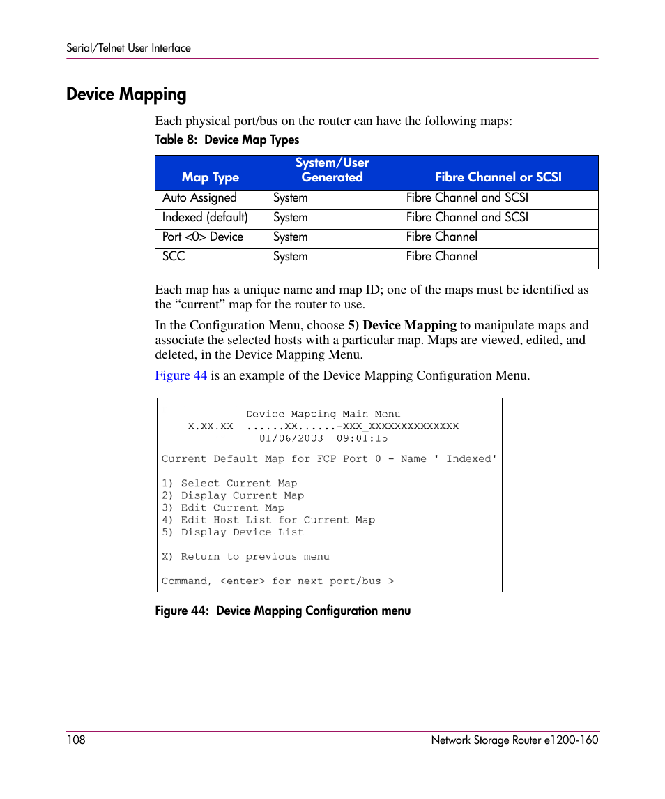 Device mapping | HP e1200-160 User Manual | Page 108 / 200