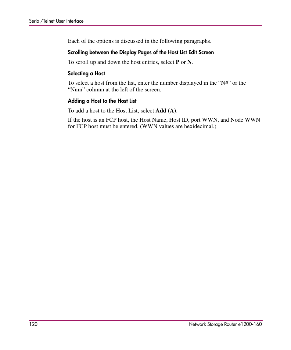 Selecting a host, Adding a host to the host list | HP e1200-160 User Manual | Page 120 / 200