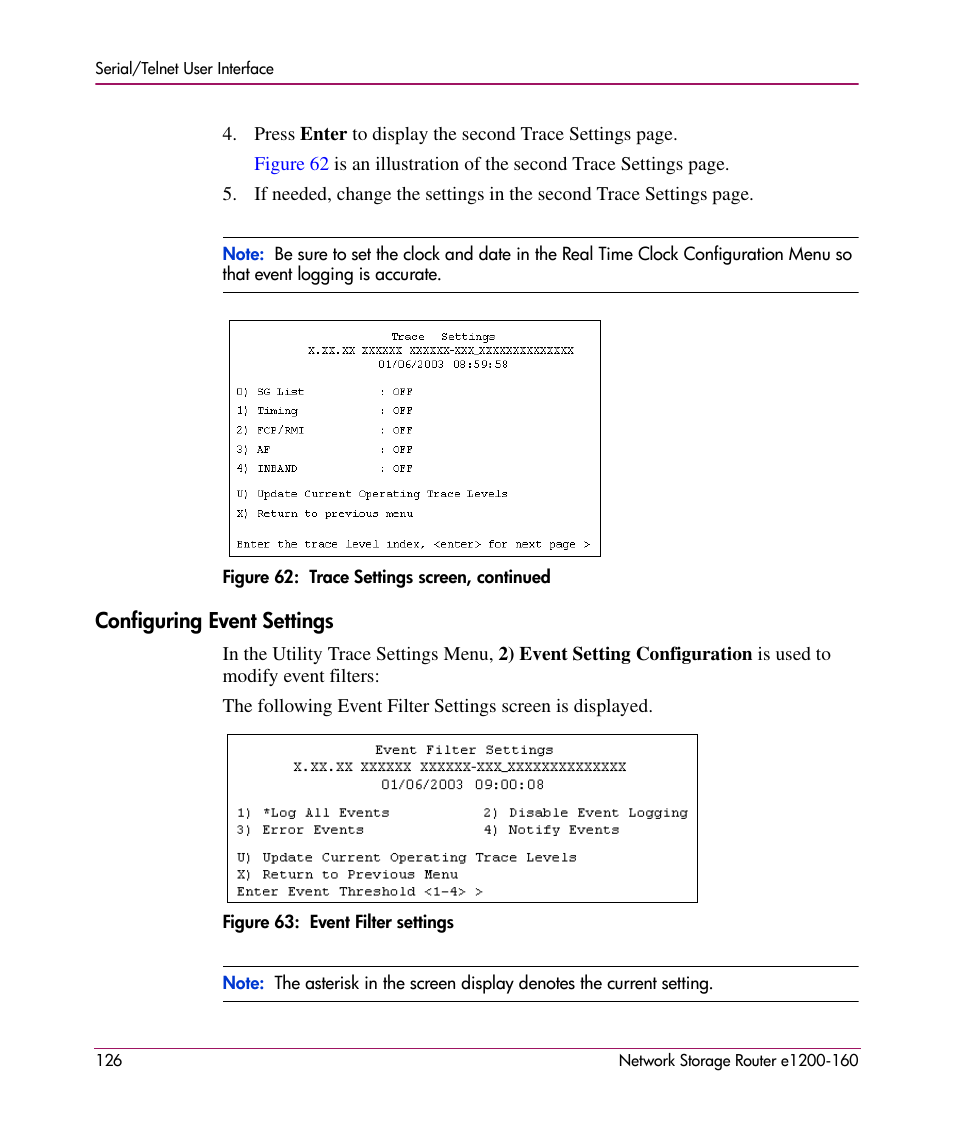 Configuring event settings | HP e1200-160 User Manual | Page 126 / 200