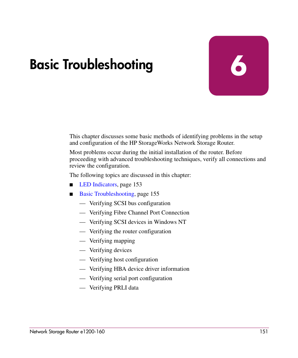 Basic troubleshooting, 6 basic troubleshooting | HP e1200-160 User Manual | Page 151 / 200