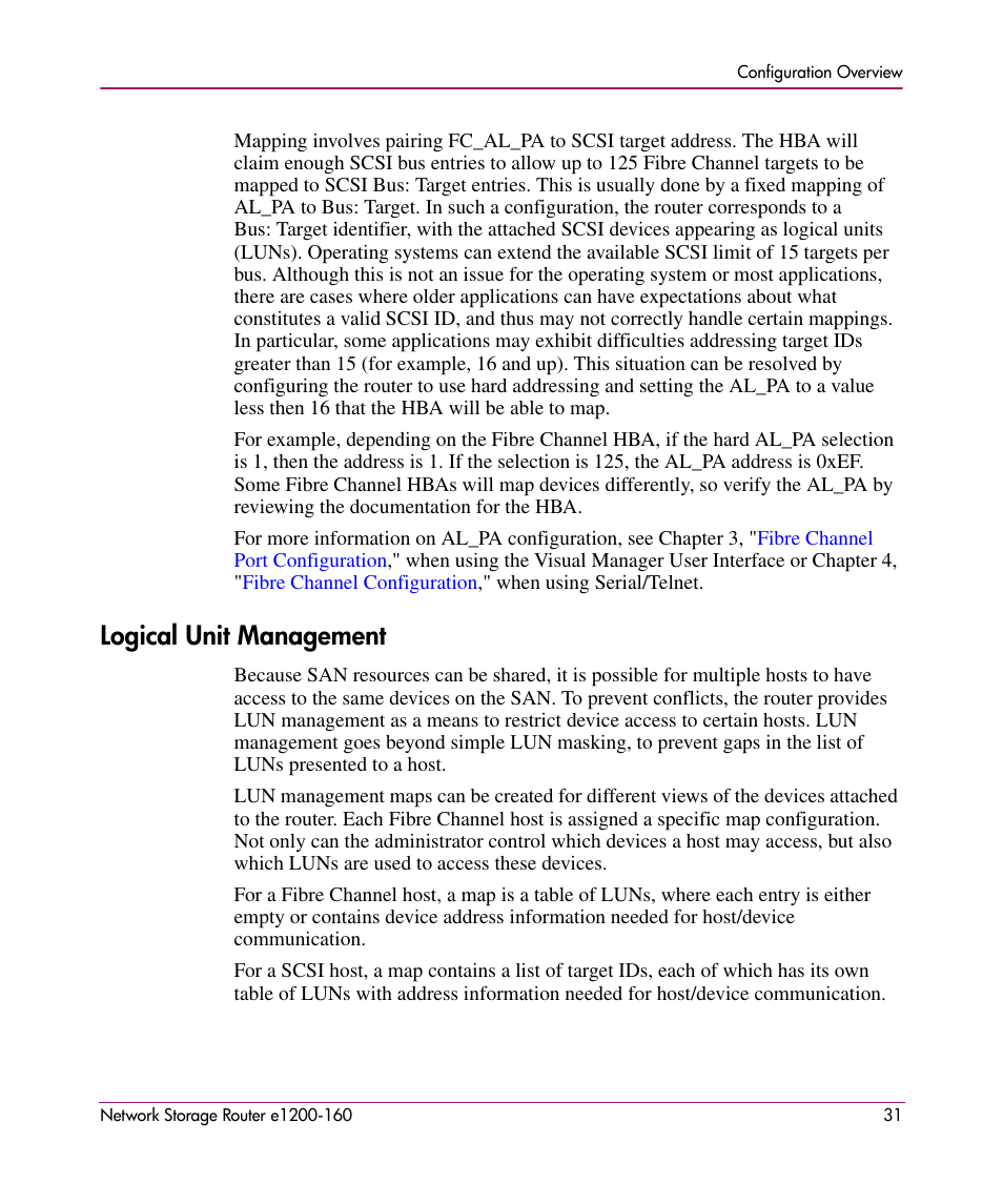 Logical unit management | HP e1200-160 User Manual | Page 31 / 200
