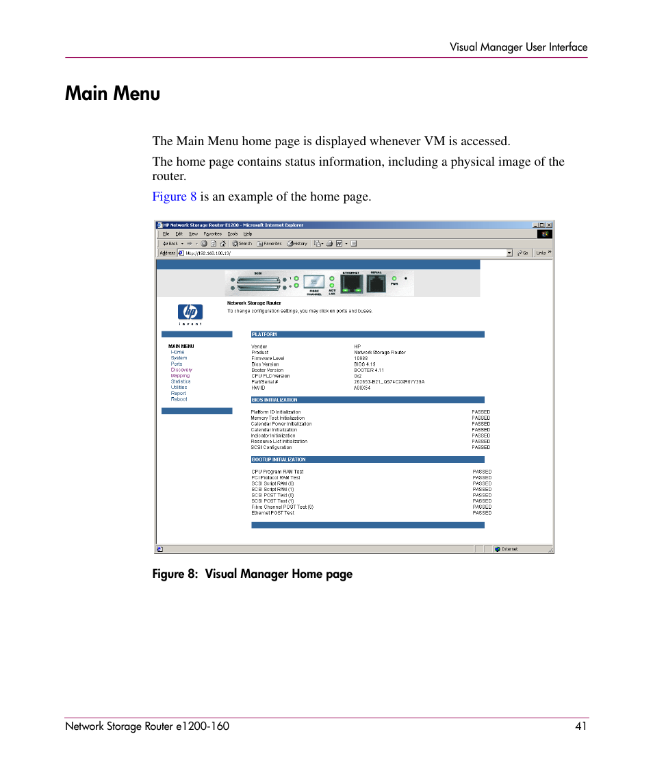 Main menu | HP e1200-160 User Manual | Page 41 / 200