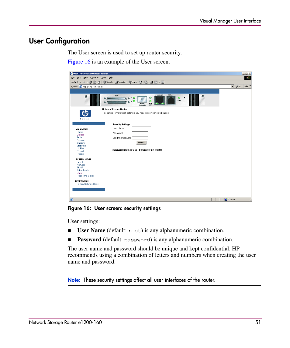 User configuration | HP e1200-160 User Manual | Page 51 / 200