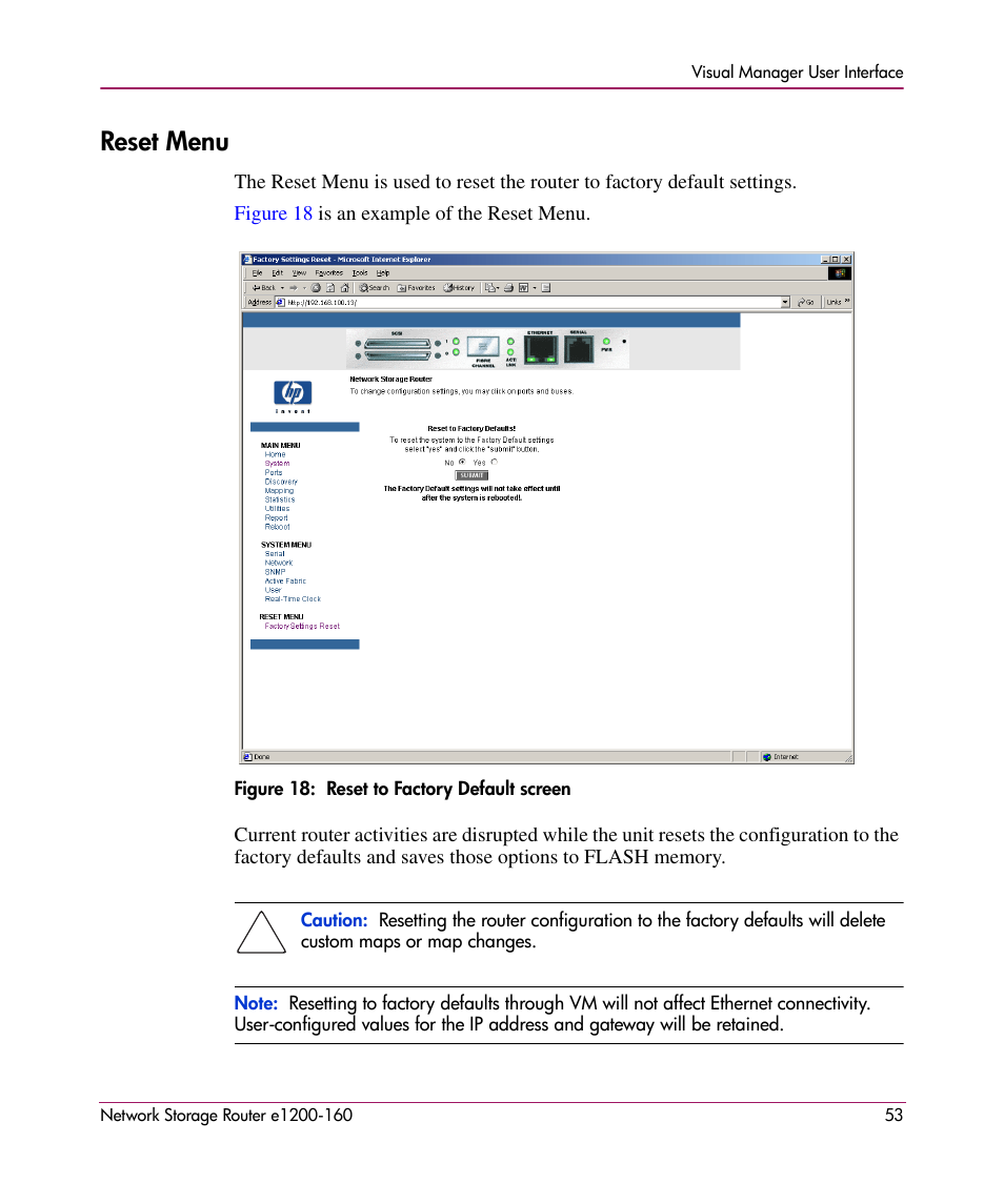 Reset menu | HP e1200-160 User Manual | Page 53 / 200