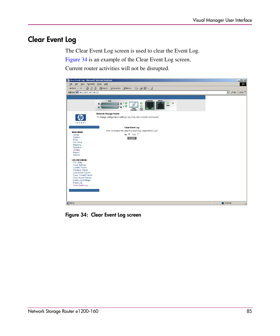 Clear event log | HP e1200-160 User Manual | Page 85 / 200