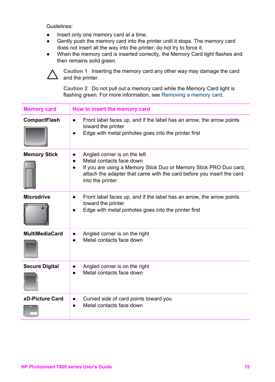 Supported file formats | HP 7800 User Manual | Page 18 / 52