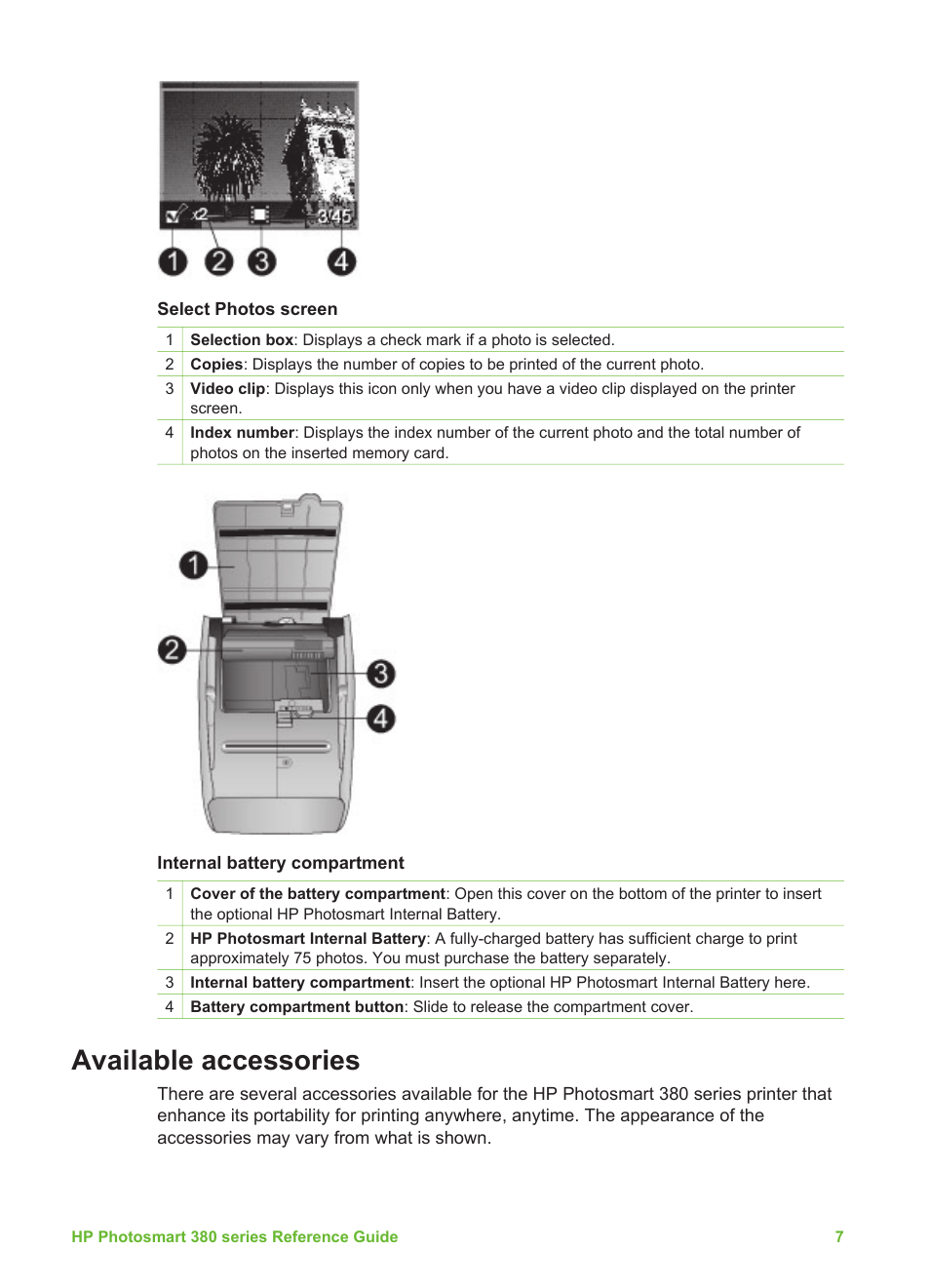 Available accessories | HP 380 User Manual | Page 12 / 39