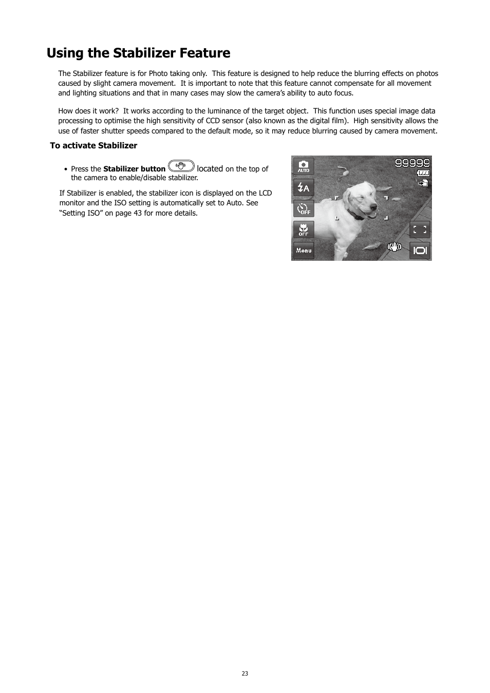 Using the stabilizer feature | HP PC460T User Manual | Page 27 / 83