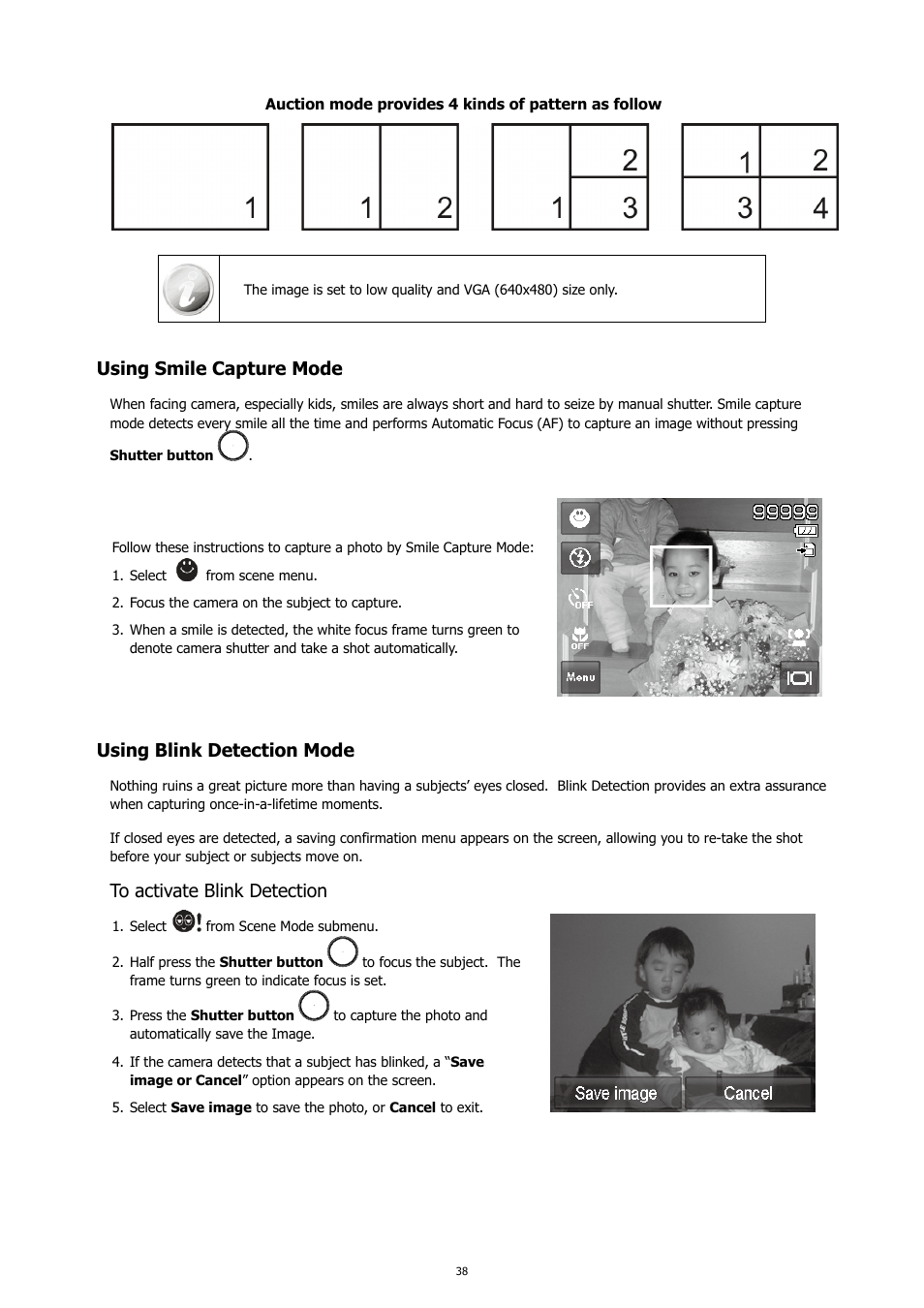 Using smile capture mode, Using blink detection mode | HP PC460T User Manual | Page 42 / 83