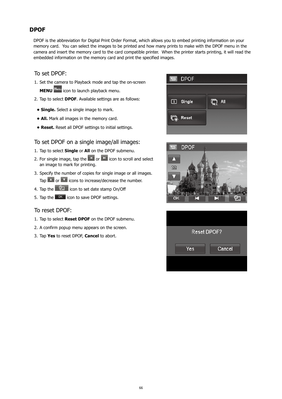 Dpof | HP PC460T User Manual | Page 70 / 83