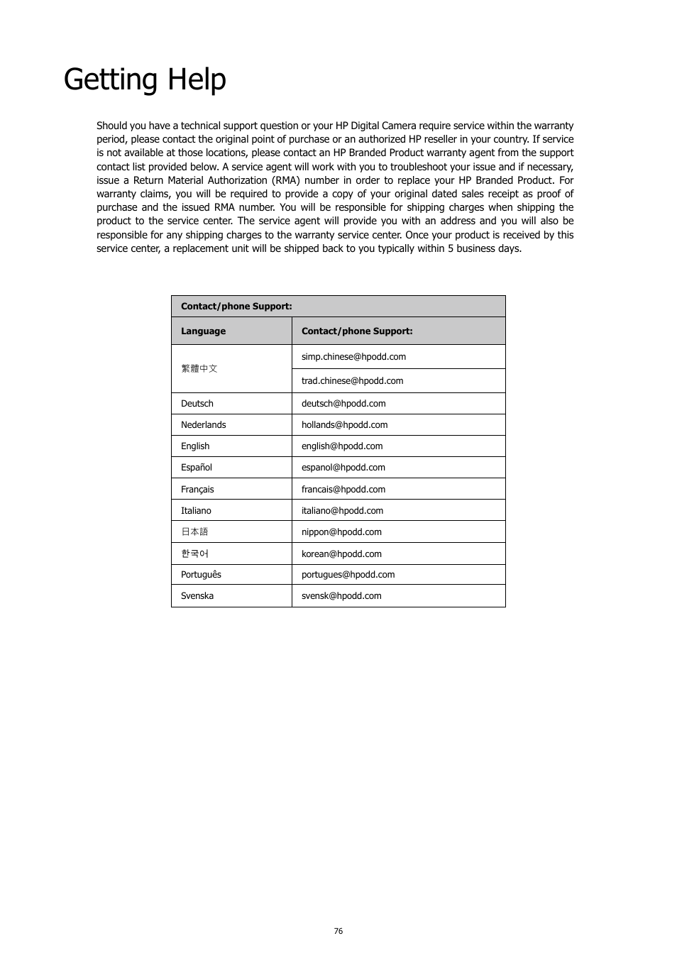 Getting help | HP PC460T User Manual | Page 80 / 83