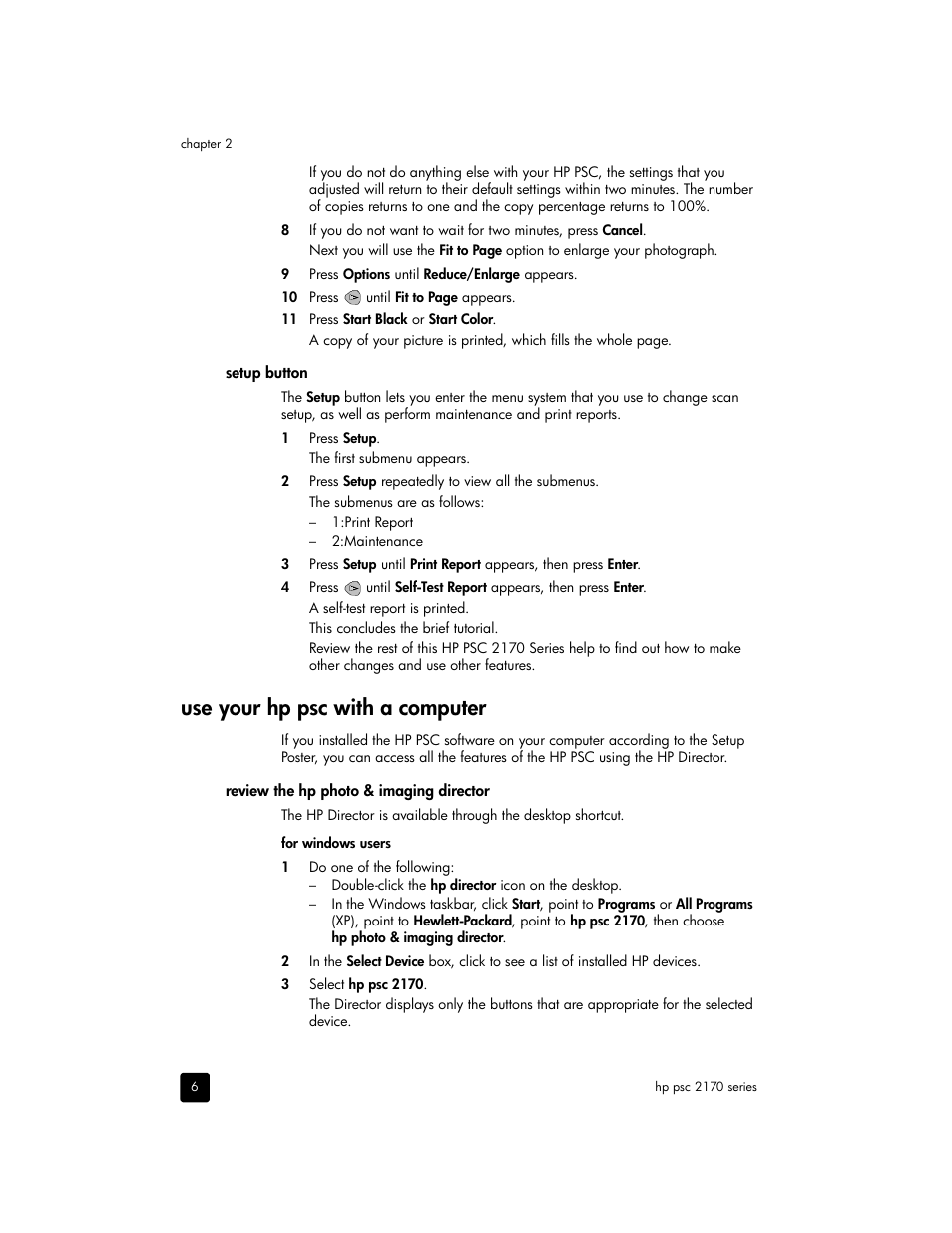Use your hp psc with a computer | HP 2170 User Manual | Page 12 / 80