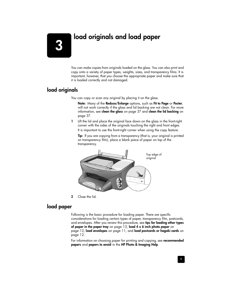 Load originals and load paper | HP 2170 User Manual | Page 15 / 80