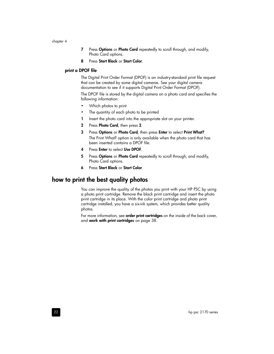 How to print the best quality photos | HP 2170 User Manual | Page 28 / 80