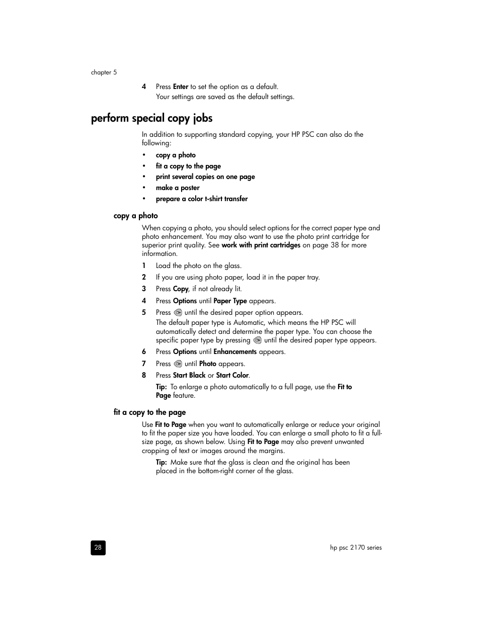 Perform special copy jobs | HP 2170 User Manual | Page 34 / 80
