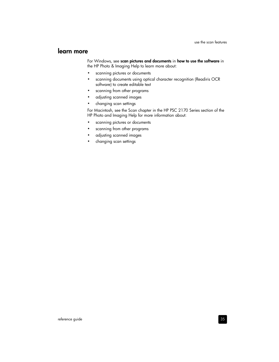 Learn more | HP 2170 User Manual | Page 41 / 80
