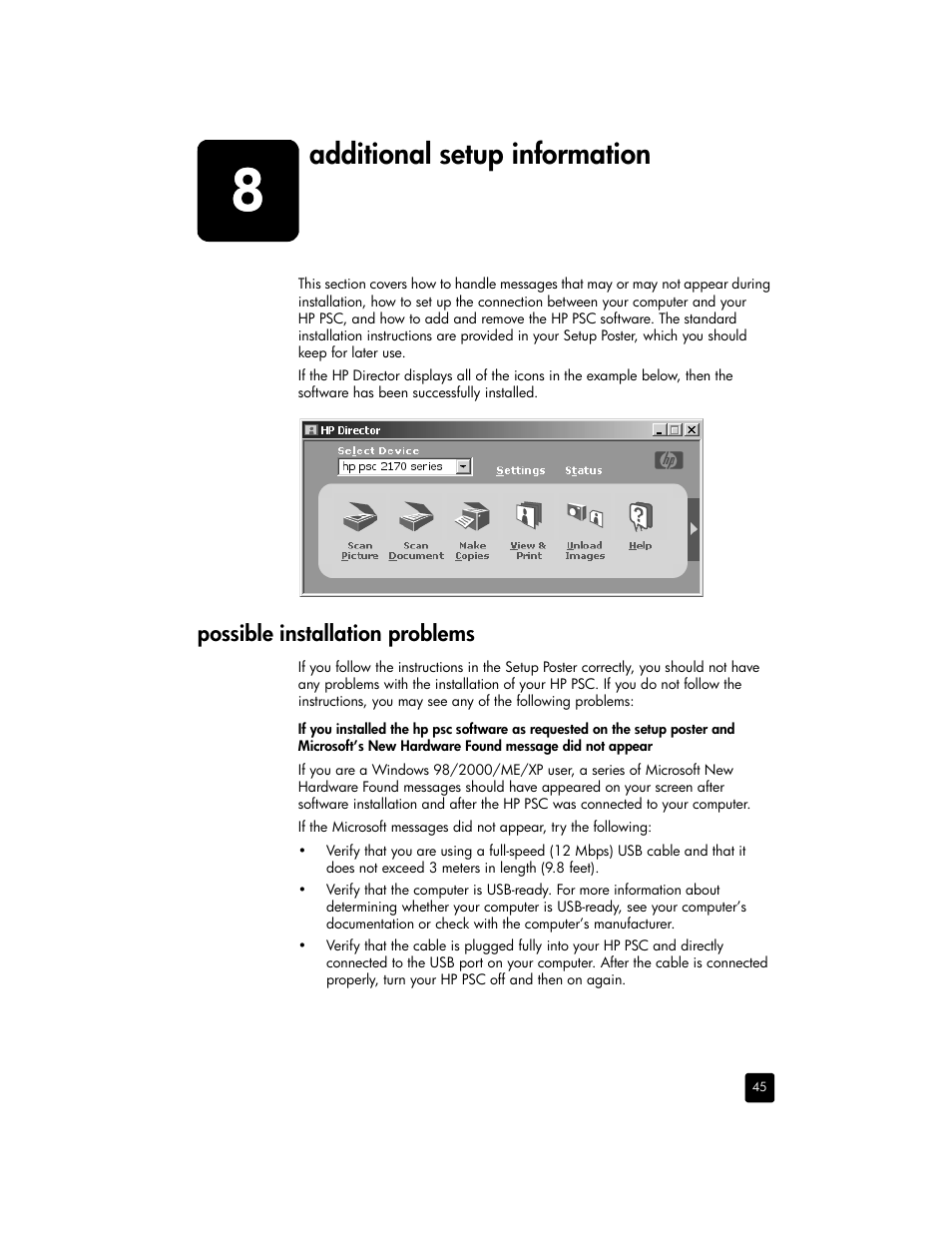 Additional setup information | HP 2170 User Manual | Page 51 / 80