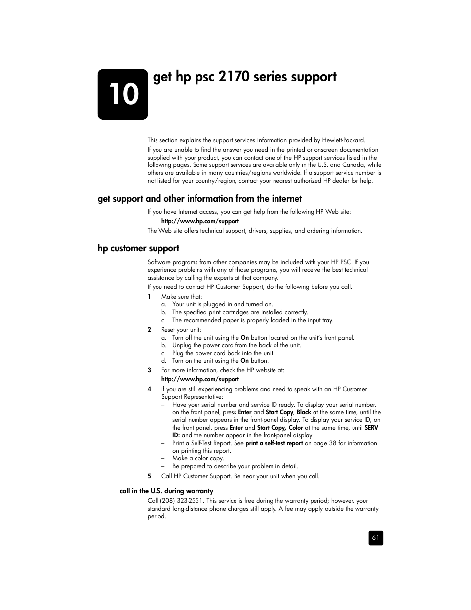 Get hp psc 2170 series support | HP 2170 User Manual | Page 67 / 80