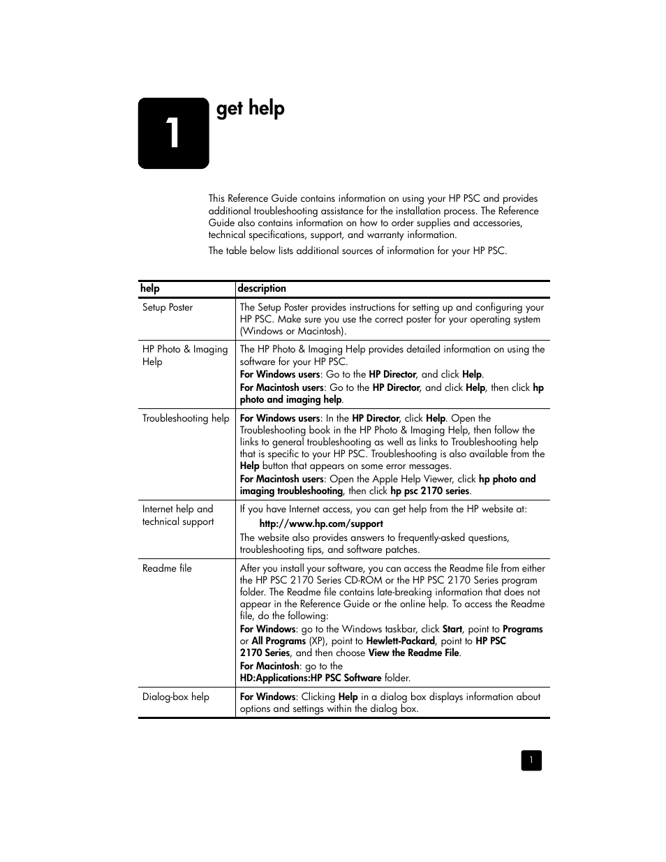 Get help | HP 2170 User Manual | Page 7 / 80
