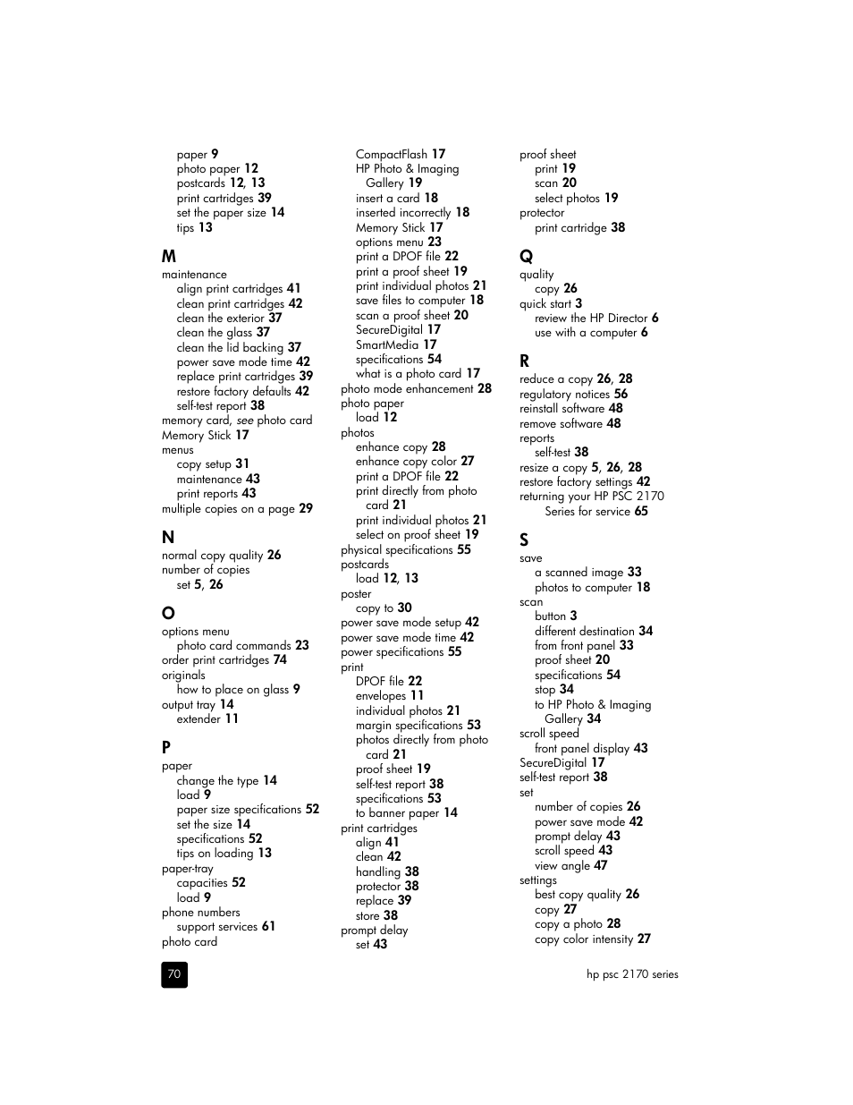 HP 2170 User Manual | Page 76 / 80