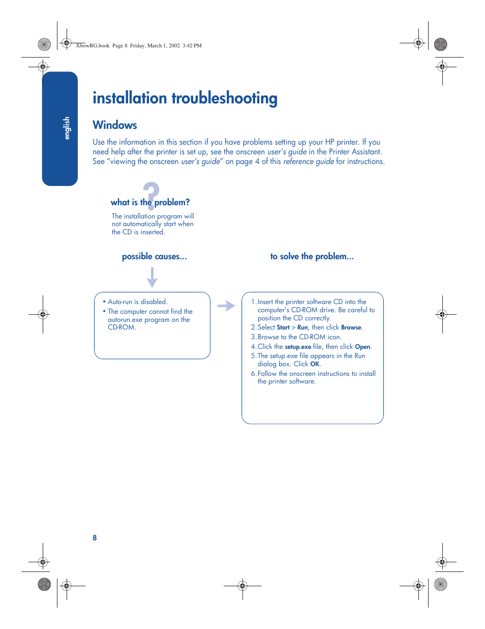 Installation troubleshooting, Windows | HP 3300 User Manual | Page 12 / 23