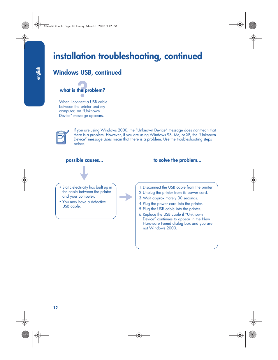 Installation troubleshooting, continued, Windows usb, continued | HP 3300 User Manual | Page 16 / 23