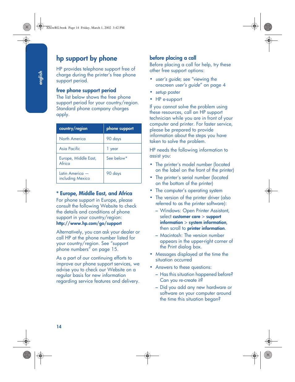 Hp support by phone | HP 3300 User Manual | Page 18 / 23
