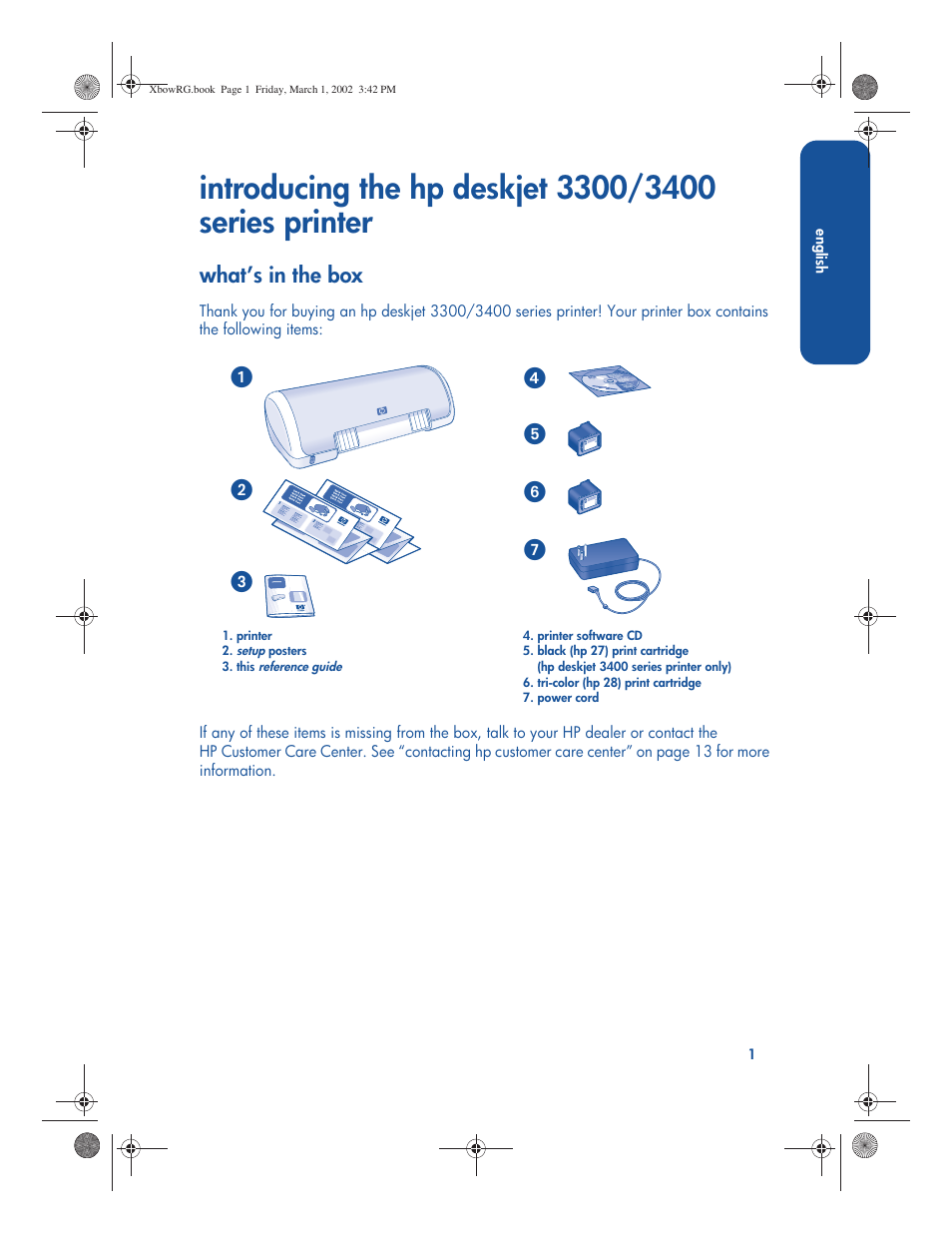 What’s in the box | HP 3300 User Manual | Page 5 / 23