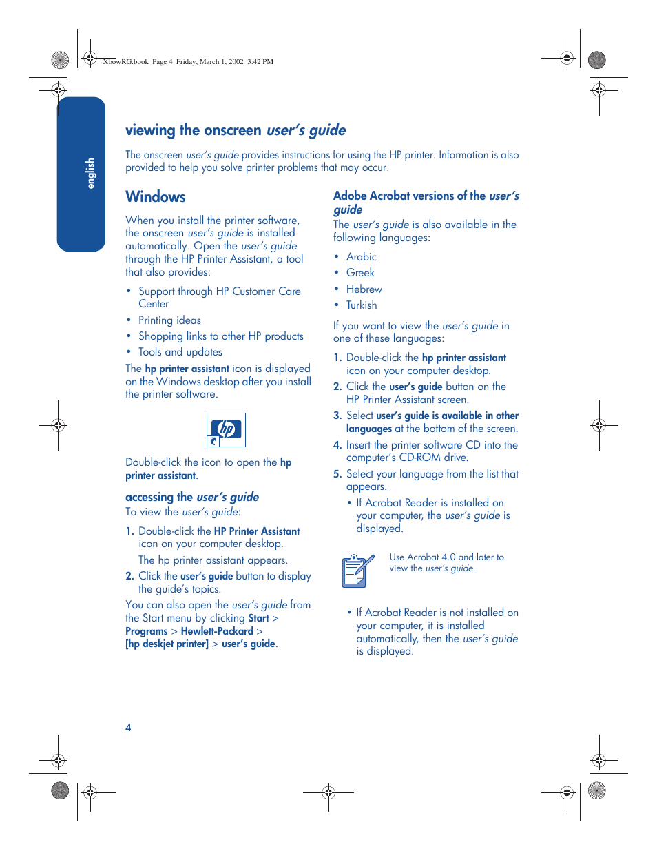 User’s guide, Viewing the onscreen, Windows | HP 3300 User Manual | Page 8 / 23