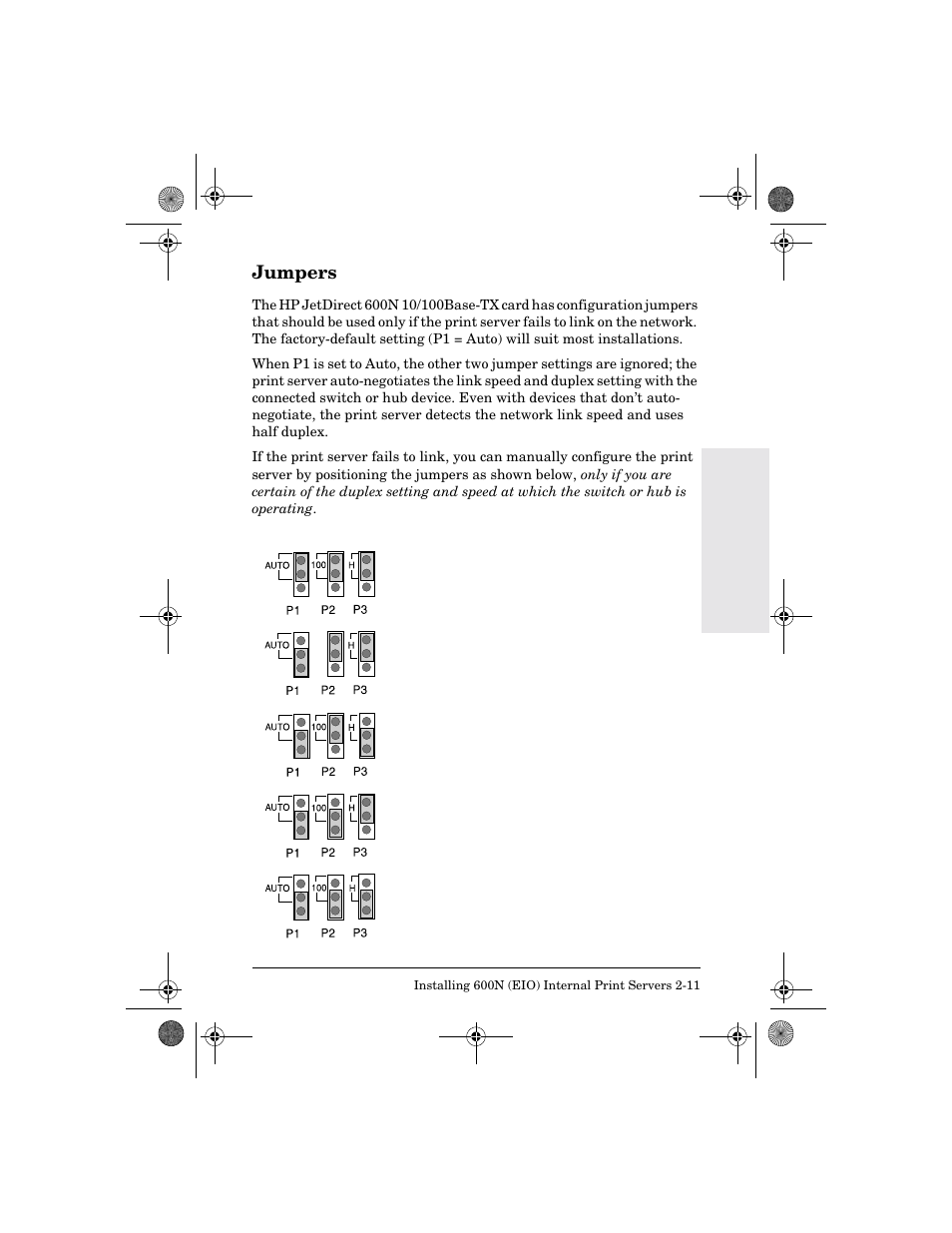 Jumpers, Jumpers -11 | HP 300X User Manual | Page 25 / 64