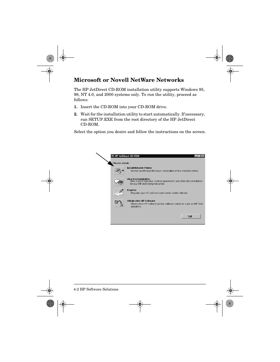 Microsoft or novell netware networks, Microsoft or novell netware networks -2 | HP 300X User Manual | Page 36 / 64