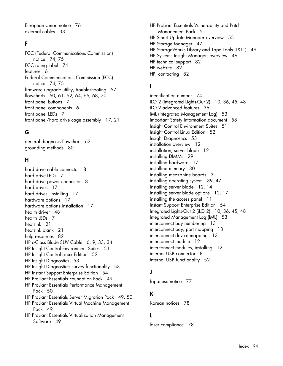 HP BL260c User Manual | Page 94 / 96