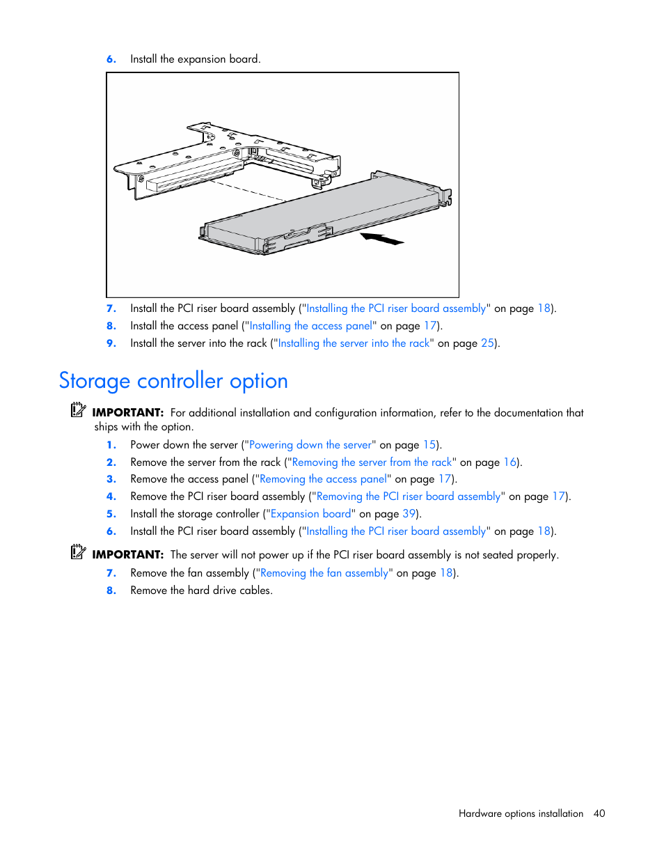 Storage controller option | HP AMS DL320 User Manual | Page 40 / 86