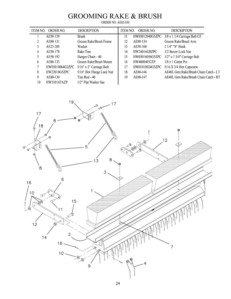 Grooming rake & brush, 40l seeder mounting | HP AE40L User Manual | Page 25 / 31