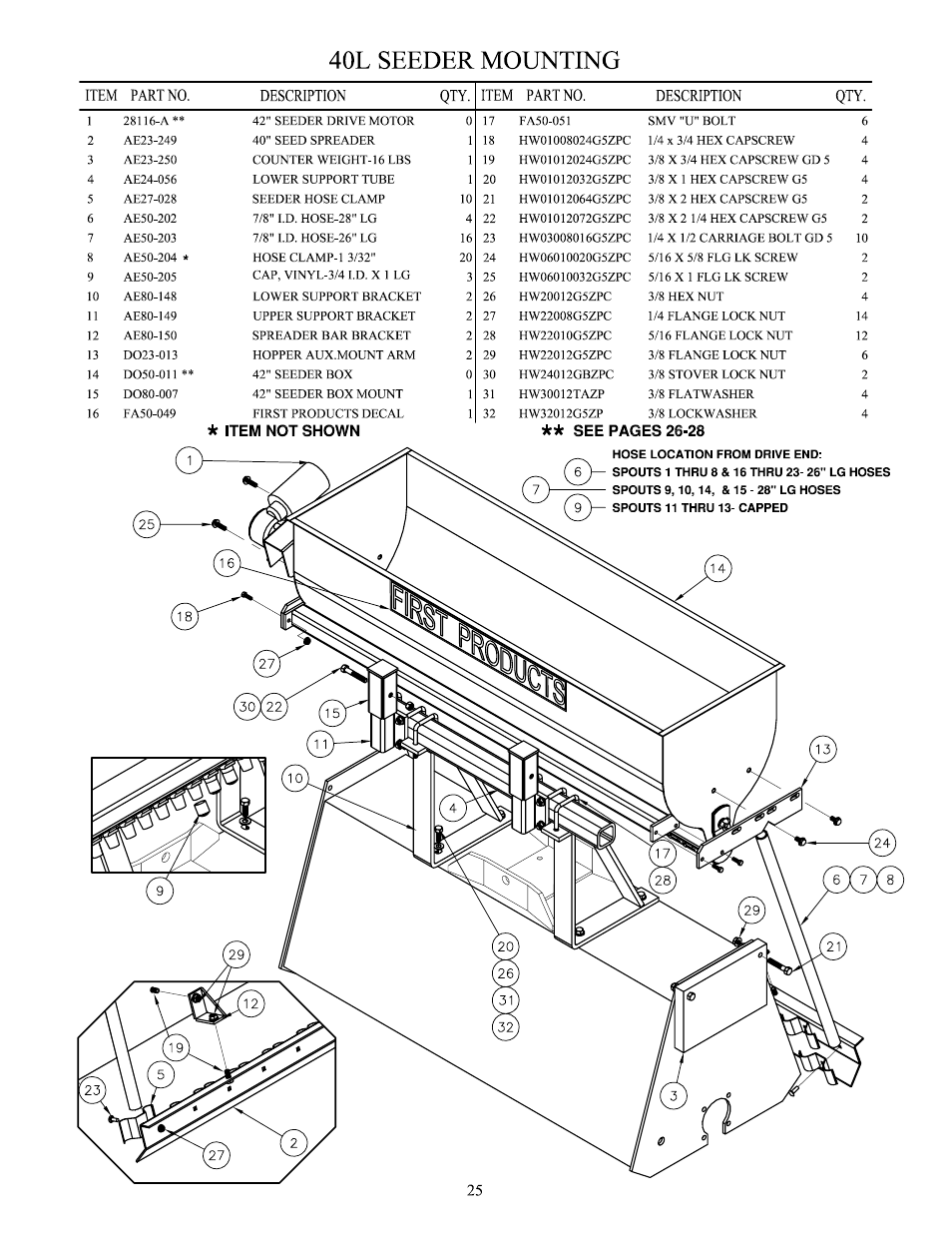 40l seeder mounting, 42” seeder drive | HP AE40L User Manual | Page 26 / 31