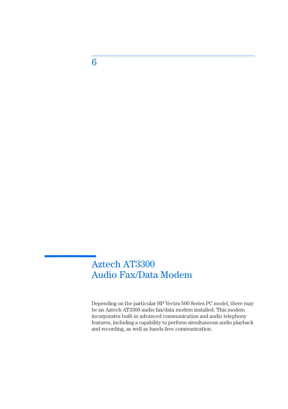 Aztech at3300 audio fax/data modem | HP Vectra 500 Series User Manual | Page 133 / 146