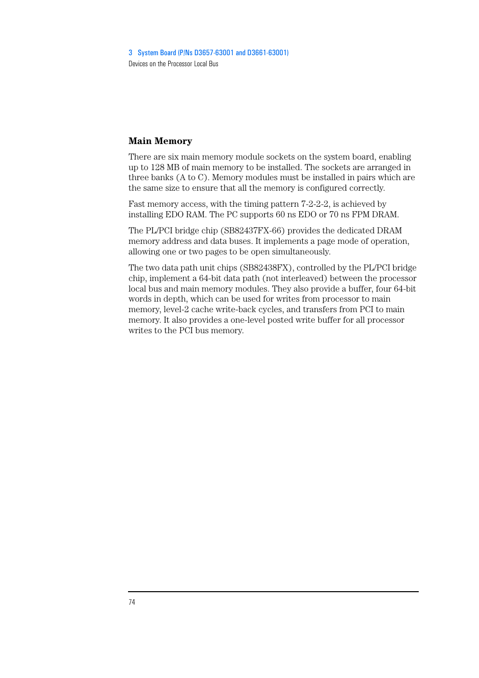 Main memory | HP Vectra 500 Series User Manual | Page 74 / 146