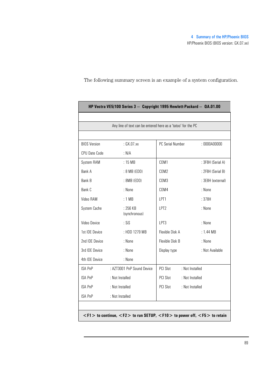 HP Vectra 500 Series User Manual | Page 89 / 146