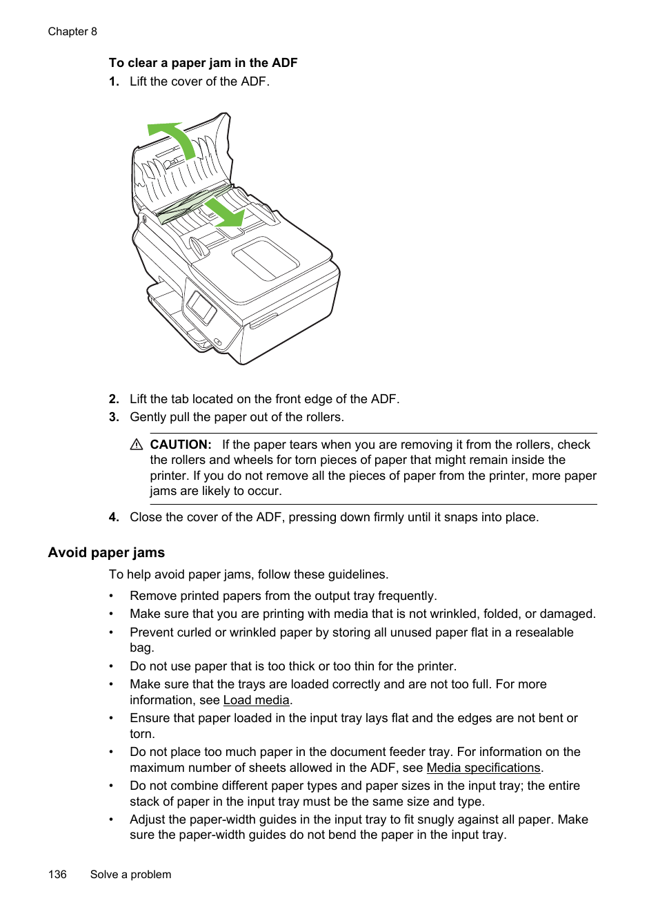 Avoid paper jams | HP 4620 User Manual | Page 140 / 228