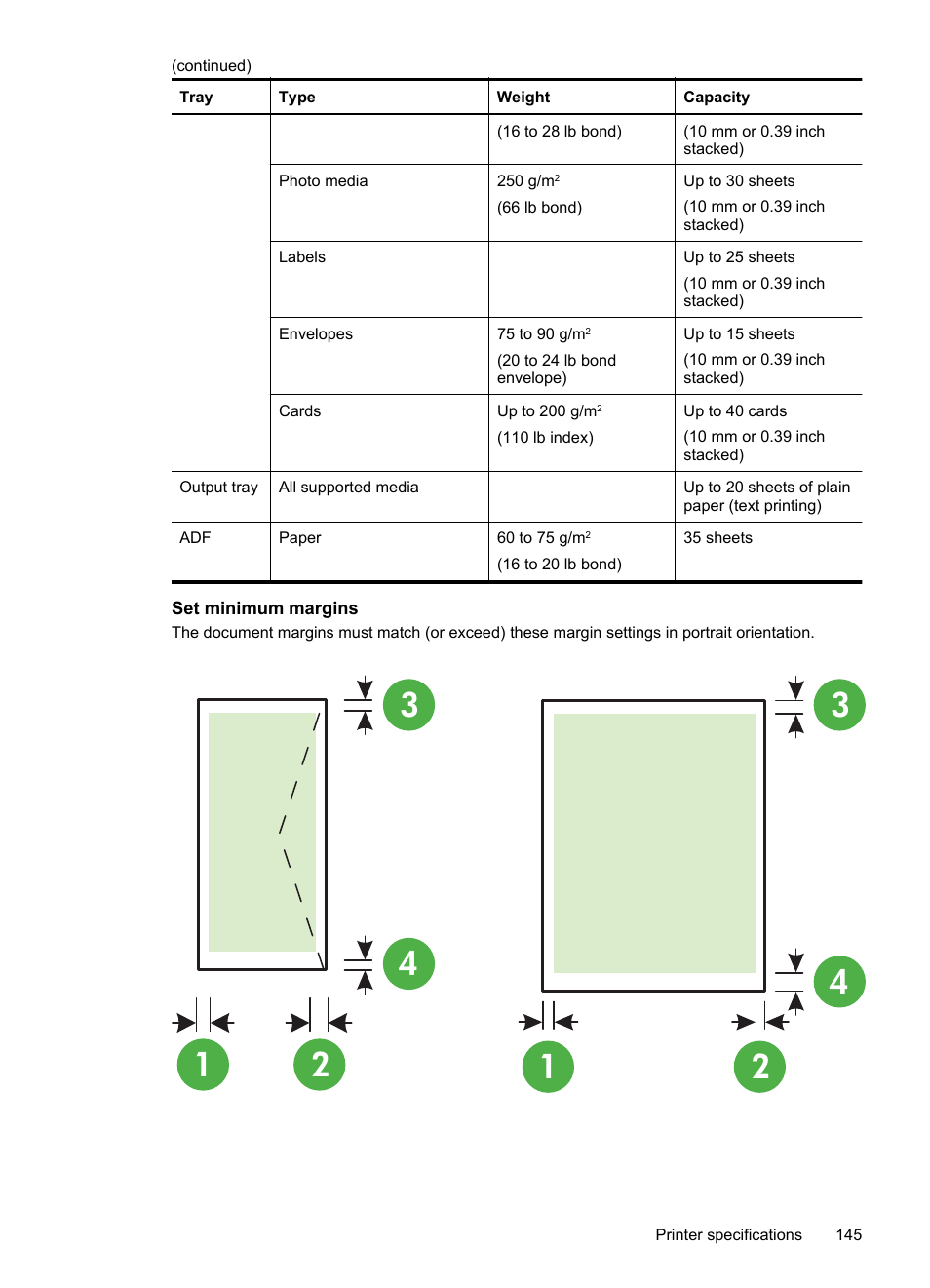 Set minimum margins | HP 4620 User Manual | Page 149 / 228