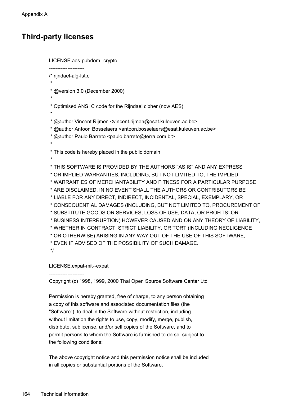 Third-party licenses | HP 4620 User Manual | Page 168 / 228