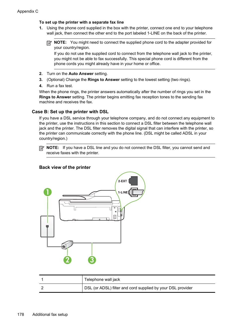 Case b: set up the printer with dsl | HP 4620 User Manual | Page 182 / 228