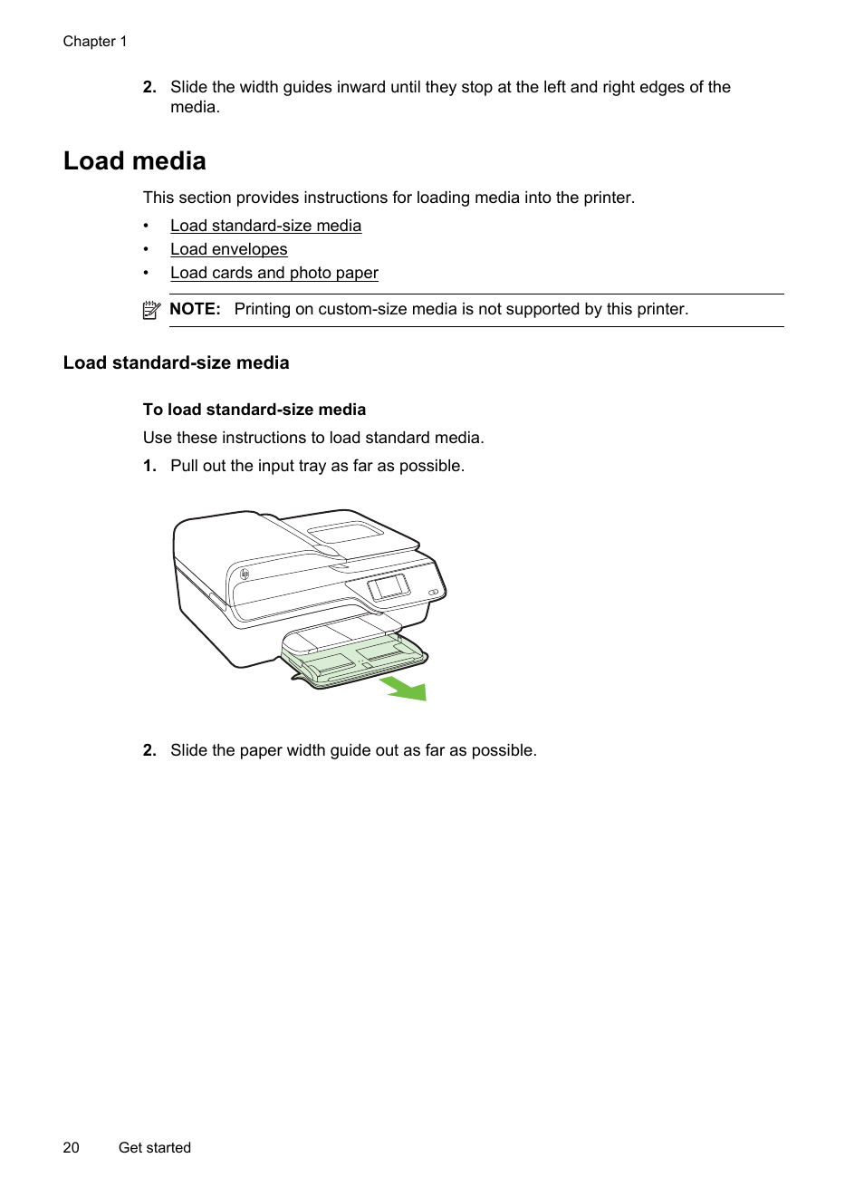 Load media, Load standard-size media, Load media or | HP 4620 User Manual | Page 24 / 228