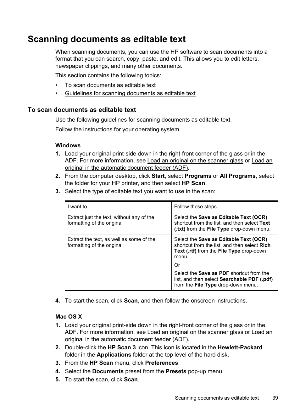 Scanning documents as editable text, To scan documents as editable text, E scanning documents as editable text | HP 4620 User Manual | Page 43 / 228