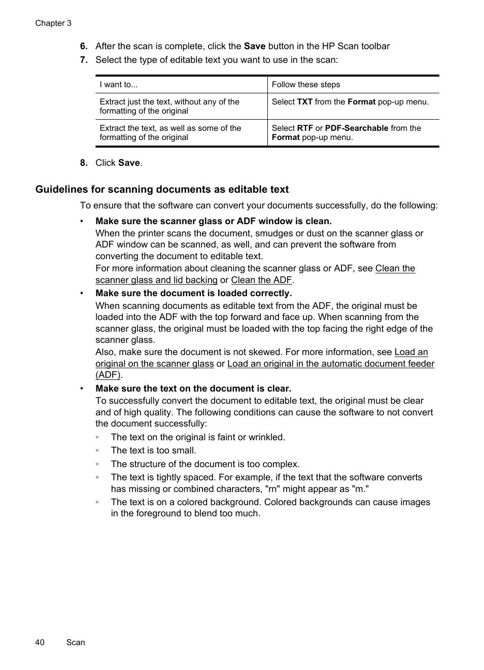 Guidelines for scanning documents as editable text | HP 4620 User Manual | Page 44 / 228